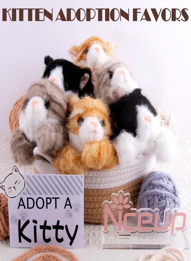 Niceup 3pcs Kitten Stuffed Animal, 7in Small Plush Kitty Cat with Sensory Beans, Pet Adoption Party Favors Black Orange Grey Cat Stuffy Toys for Kids Gift Halloween Décor Christmas Stock Stuffers - Image 3